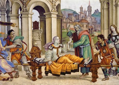 North wall of Strozzi Chapel, The raising of Drusiana by St. John the Evangelist (detail) by Filippino Lippi